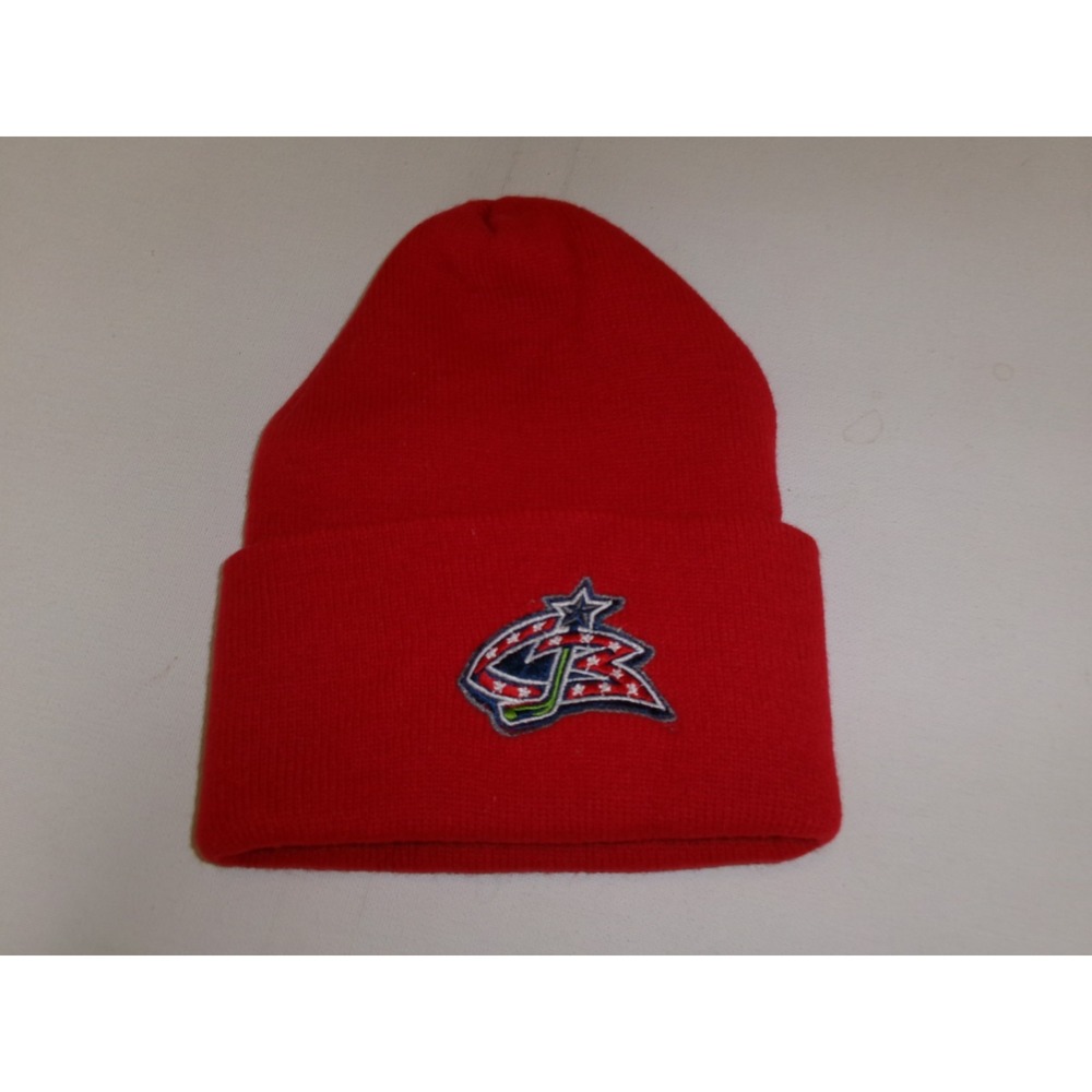 BLUE JACKETS COLUMBUS BEANIE KNIT TOBOGGAN 00S Y2K HAT CAP VINTAGE DEATOCK H3